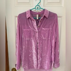 Super soft velvet button-up shirt - Pilcro - Anthropologie - oversized fit